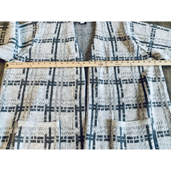 Christopher Banks Gray Plaid Open Front Pocket Cardigan Sweater Plus Size 3X New - Picture 6 of 10